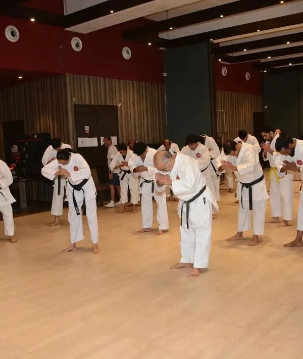 On our 43rd Anniversary, we opened a new Dojo at P.J. Hindu Gymkhana. Here, our instructors and senior members bow in respect, marking the beginning of a new chapter for our academy.