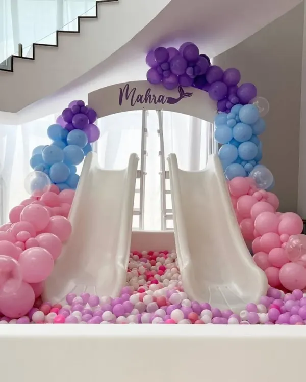 We believe parties should be filled with laughter and energy. This custom ball pit with dual slides is one of our most popular rentals, creating a safe and exciting centerpiece for any kids' birthday party or family event.