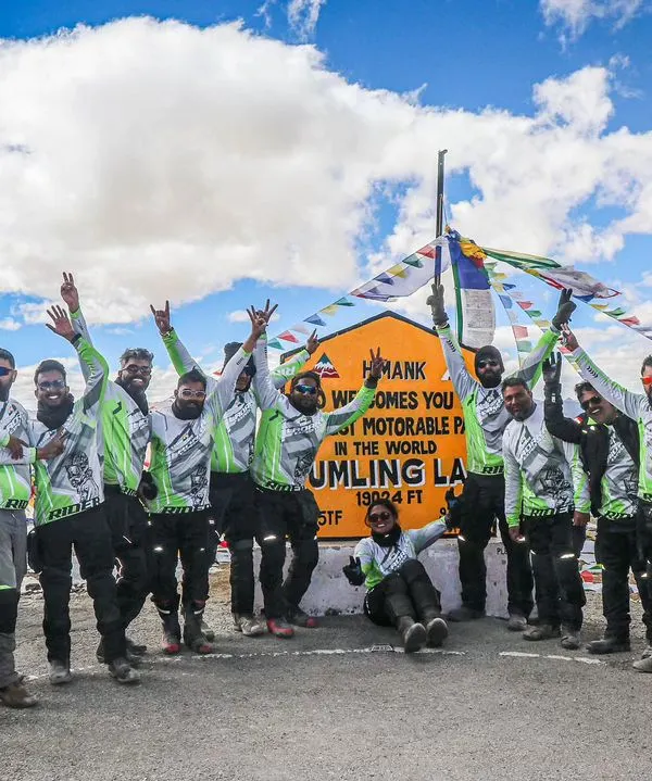 This is what we live for. Our crew stands victorious at Umling La, the world's highest motorable road at 19,300 ft. This isn't just a picture; it's a testament to our spirit of adventure and brotherhood, proving that together, no road is too high and no destination is out of reach.