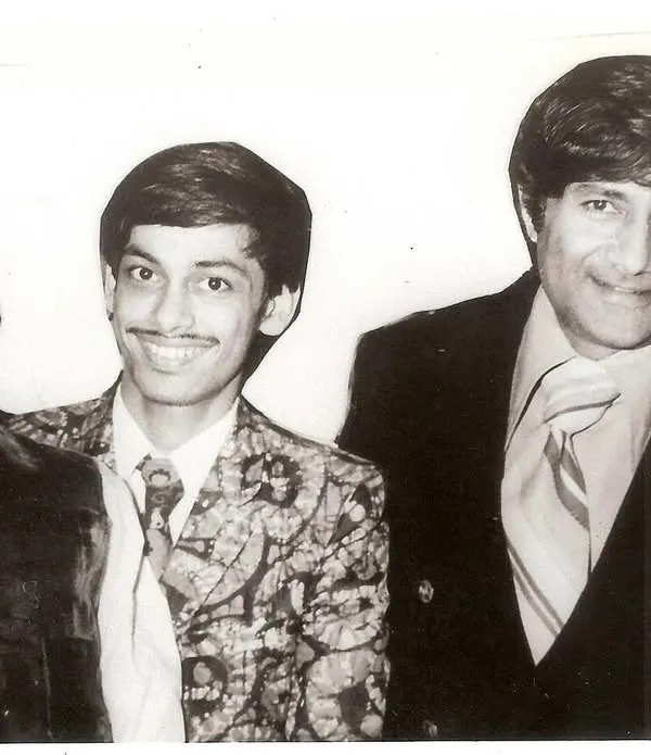 This vintage photo shows my father, Ramdas Padhye, with the legendary actor Dev Anand and our family's century-old puppet, Ardhavatrao. It's a beautiful reminder of our long history in the world of entertainment.