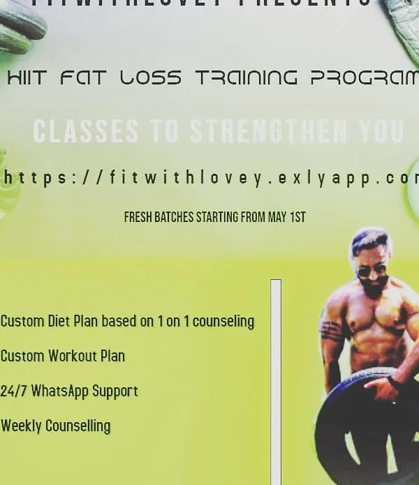 An overview of my HIIT Fat Loss Training Program. It includes everything you need: one-on-one counseling, custom plans, and constant support to ensure you succeed.