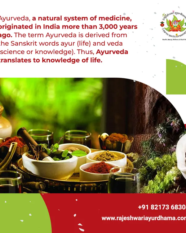 Ayurveda is a natural system of medicine from India with over 3,000 years of history. The name comes from the Sanskrit words 'ayur' (life) and 'veda' (knowledge), translating to the "knowledge of life."