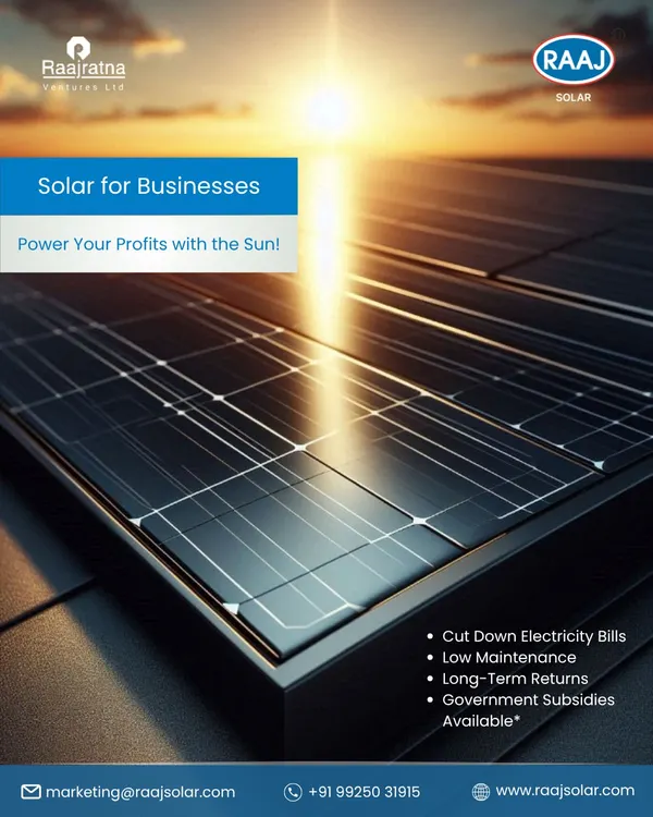 Solar for businesses is a smart move to power your profits. Our solutions help you cut electricity bills, require low maintenance, and offer long-term returns, with guidance available for government subsidies.