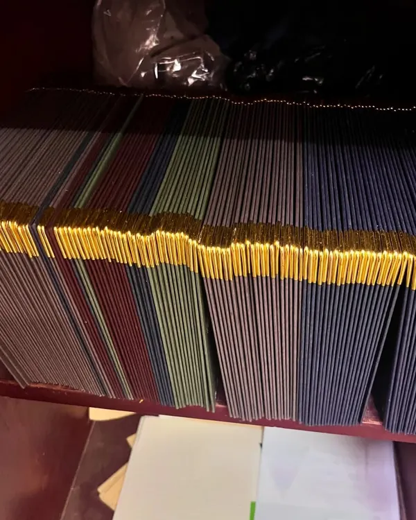 We all have a heart of gold. Here are my Crisp Notebook covers, lined in quiet luxury, waiting to hold your thoughts. The covers can be foil stamped for corporate gifting.