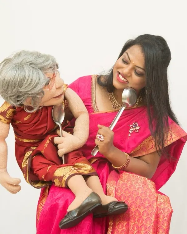 Meet Kokila Ajji, the matriarch of my puppet family. Here she is, contemplating the eternal question that plagues every household: "What to cook for breakfast today?"