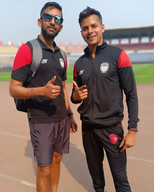 With NorthEast United FC Head Coach Vincenzo Alberto Annese. He pushed me and got the best out of me, and I learned more about coaching in a few months than in the last few years.
