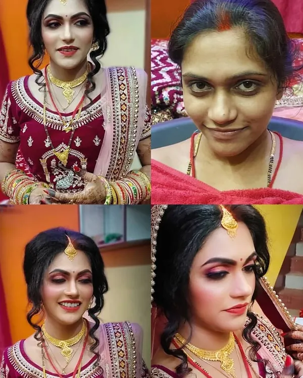 Seeing the transformation is the most rewarding part of my work. Here is a before and after of a gorgeous bride, ready for her big day with a complete makeup and hair look that feels both glamorous and timeless.