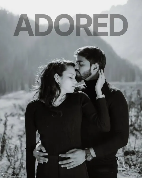A classic black and white portrait that focuses purely on emotion. This shot of Rahul and Priyanka in Kashmir, titled 'Adored', captures a tender forehead kiss, stripping away all distractions to show their deep connection.