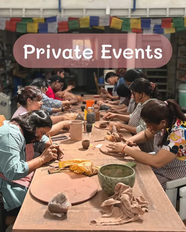 My private events are perfect for any group looking to connect and create. This image captures a typical session, with participants fully engaged in a hands-on pottery workshop.