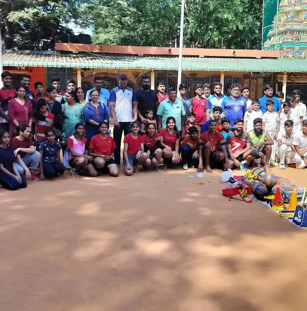The start of our Volleyball Summer Camp, beginning with a ground pooja for a successful and safe season.