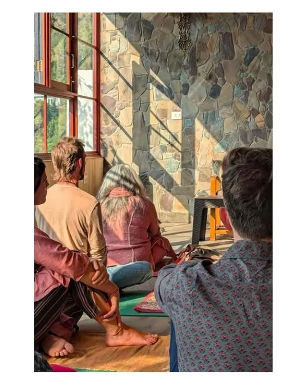 A moment of quiet reflection in the meditation space we designed for a boutique homestay in Kainchi Dham. The room is crafted to capture the morning light and the peaceful rhythm of the mountains.