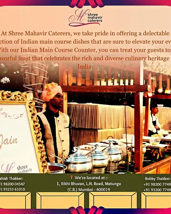 Our Indian Main Course counter is the heart of any traditional feast. We offer a wide array of classic curries and sabzis, including a clearly marked Jain food section to cater to specific dietary requirements with authentic flavors.