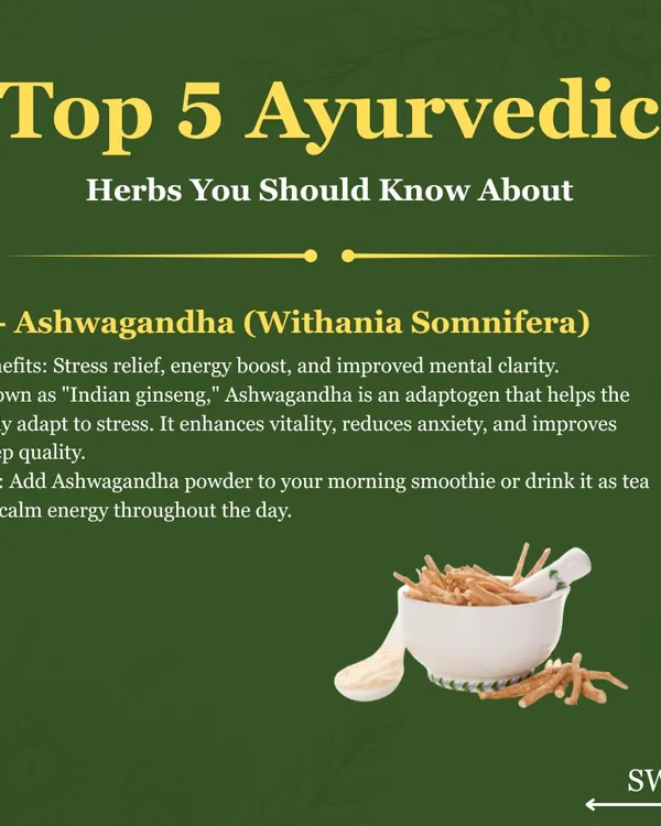 Ashwagandha is one of the top herbs in Ayurveda, known for its ability to relieve stress and boost energy. As an adaptogen, it helps the body manage stress, enhances vitality, and improves sleep quality.