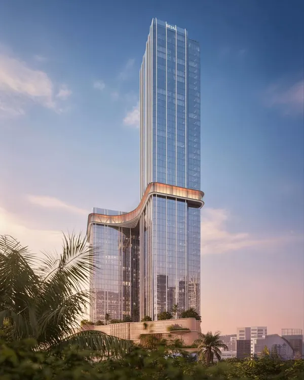 This is our vision for the future of Mumbai's skyline. We are thrilled to unveil Phase 1 of this mixed-use landmark, featuring twin towers rising 210m and 120m, connected by a sculptural skydeck. It’s a project that redefines how we live, work, and connect, creating a bold new vertical experience for the city.