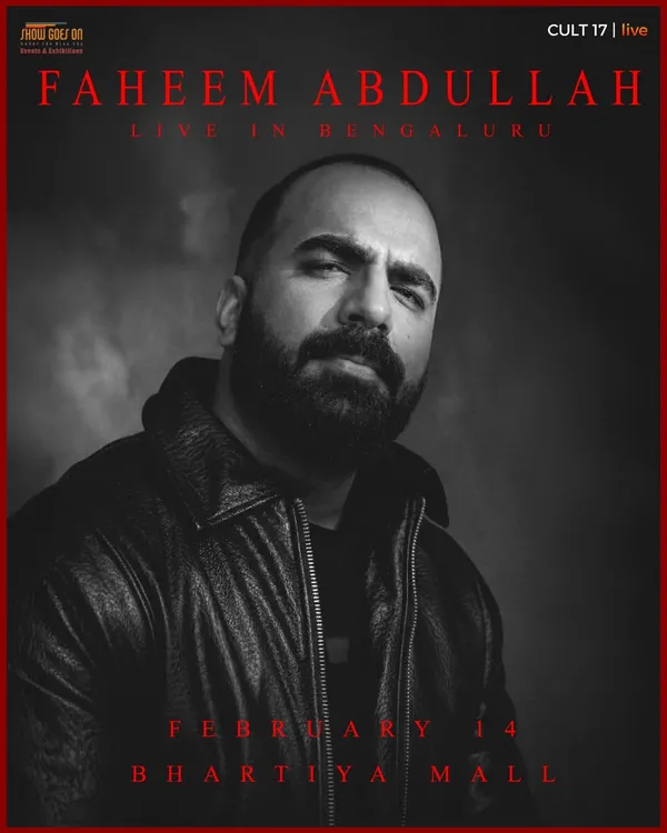 The main announcement poster for Faheem Abdullah's first-ever main stage concert in Bangalore. I create clean, powerful artwork that puts the artist front and center, supported by a detailed, persuasive description to drive ticket sales.