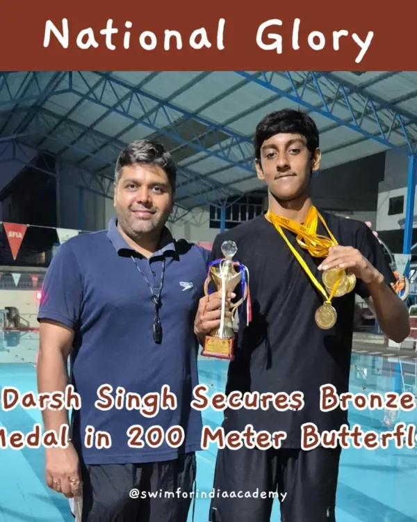 This is what national glory looks like. I am incredibly proud of my swimmer, Darsh Singh, holding his trophy and bronze medal from the CBSE National Championship. This moment represents countless hours of hard work and is a win for our entire swim family.