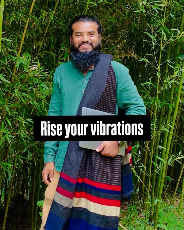 "Rise your vibrations." A photo of me at The Tamara Coorg. My work is about helping people elevate their own energy and find the bliss that exists within, beyond judgment.
