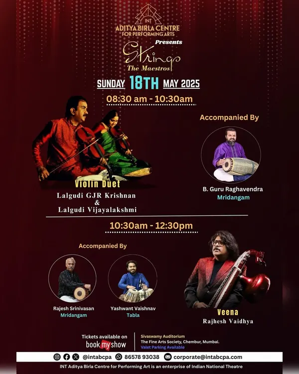 The poster for 'Strings - The Maestros' presented by Aditya Birla Centre for Performing Arts, where I accompanied the great Rajesh Vaidhya on the Veena.