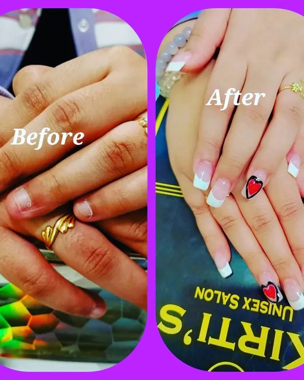 This is the kind of transformation I love to create. We went from short, bitten nails to these gorgeous, strong acrylic extensions with a classic French tip and cute heart nail art. It shows that no matter your starting point, you can have the beautiful nails you have always wanted.