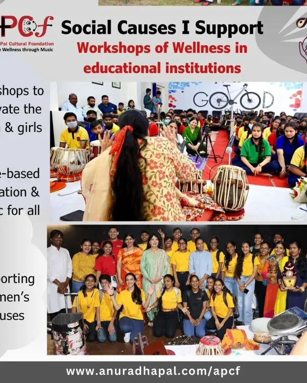 Through my foundation, APCF, I conduct 'Workshops of Wellness' in educational institutions. These sessions aim to motivate the youth, support girls, and provide value-based education through the accessible and engaging medium of music.