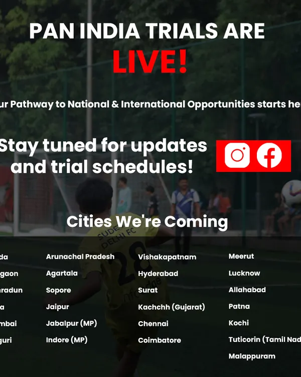 We are coming to your city! Our Pan-India trials are live, providing a pathway to national and international opportunities. Stay tuned for schedules and show us your talent.