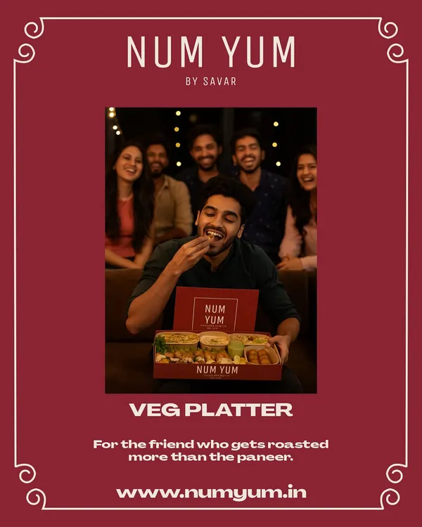 My Veg Platter is perfect for all my vegetarian friends. It's packed with a variety of flavorful options, from paneer tikka to savory bites, ensuring there's something delicious for everyone to enjoy.