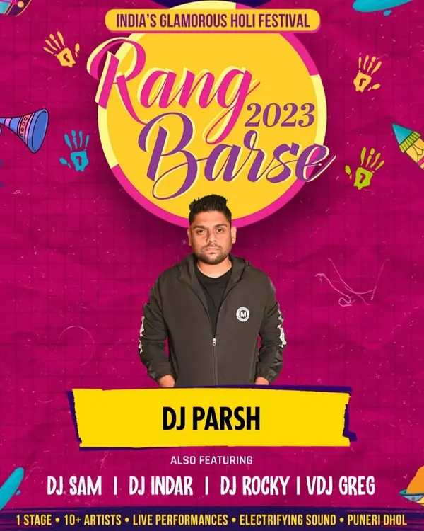My feature on the 'Rang Barse 2023' Holi festival poster in Mumbai. I was part of a lineup of over 10 artists for this major event.