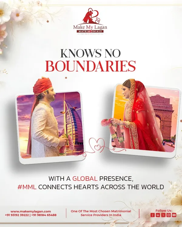 Love knows no boundaries. With a global presence, Make My Lagan connects hearts across the world, from Dubai to Delhi. Your perfect match could be anywhere, and we are here to help you find them.
