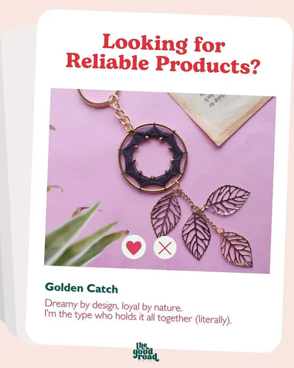 Our products on Tinder? Not really, but this "Golden Catch" keychain is definitely a keeper. It's dreamy by design and loyal by nature.