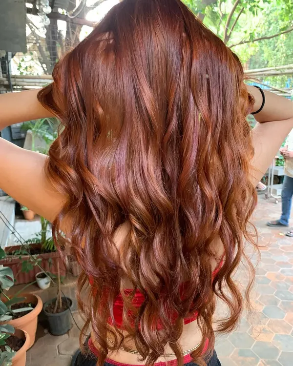 This is what I call 'Cowboy Copper'. A beautiful, rich copper color that shines like a new penny. This vibrant look was created without any bleach.