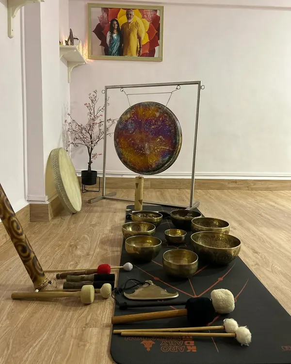 This is where the magic begins. My collection of Tibetan singing bowls, gongs, and other sound healing instruments are ready to create a symphony of vibrations that helps release stress and brings you to a state of deep peace.