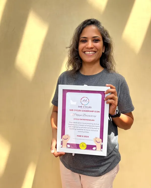 My co-founder, Poojya Basavaraj, recognized as a She Cycles Leadership Icon. We are incredibly proud of her dedication to promoting active mobility and empowering more women to take up cycling.