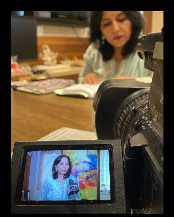A view from the camera's monitor during an interview. It's a reminder of the process behind communicating complex legal ideas to a wider audience.