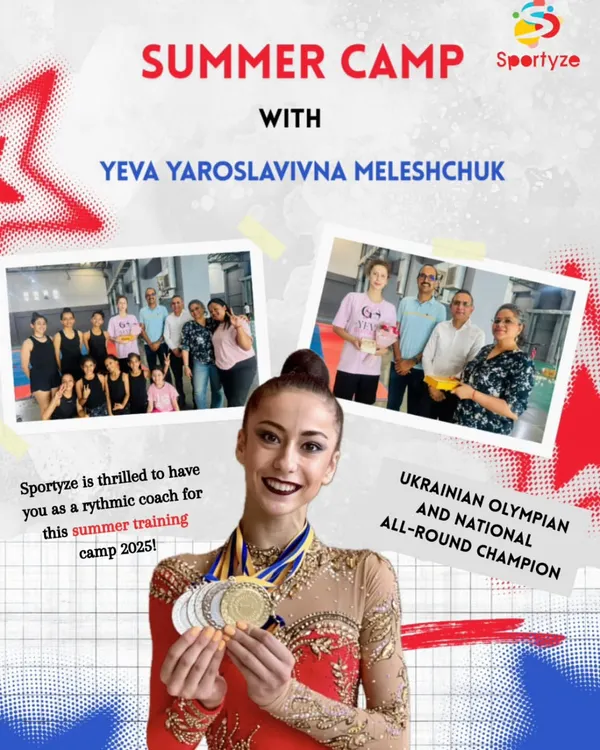 We are thrilled to announce our exclusive summer training camp with Ukrainian Olympian and National Champion, Yeva Meleshchuk. This is a unique opportunity for rhythmic gymnasts to learn from one of the best.