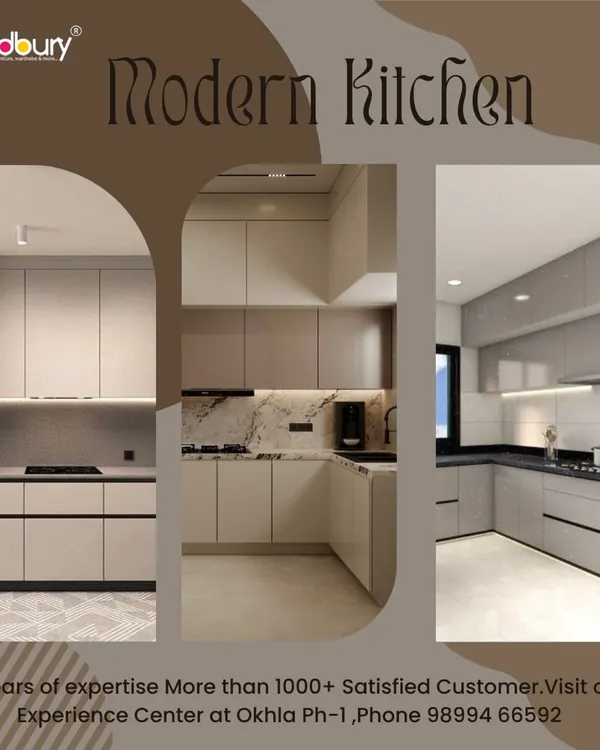 This collage shows the versatility of modern kitchen design. From handle-less beige cabinets to glossy grey finishes, we can create a sleek and sophisticated look for any home.