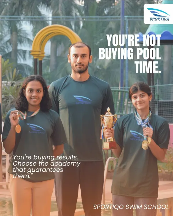 You are not buying pool time; you are investing in results. This image captures our core promise: turning dedicated swimmers into champions, guided by Olympian Virdhawal Khade.