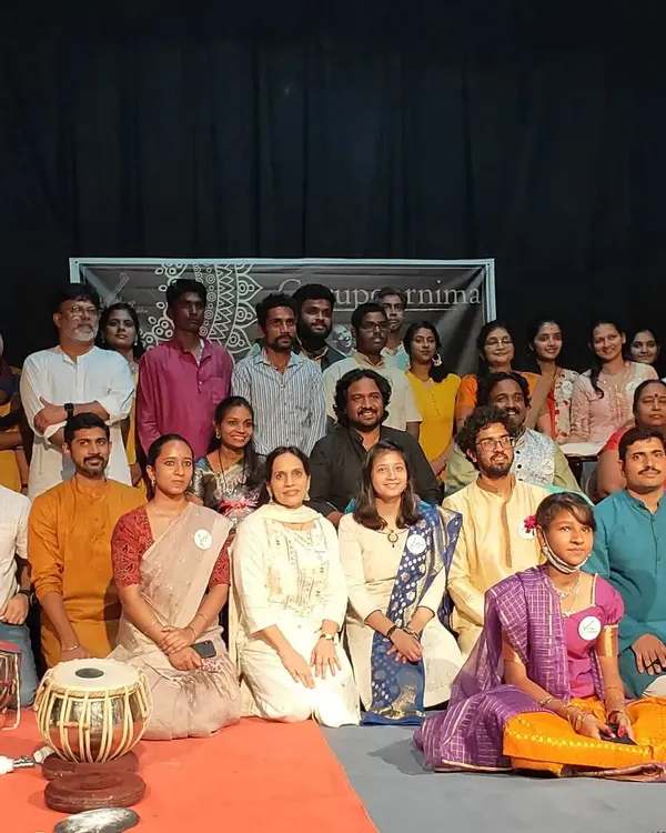 A group photo from our Gurupoornima celebration. It fills my heart to be surrounded by my dedicated students and the larger musical community of our Alaap Sangeet Sabha.