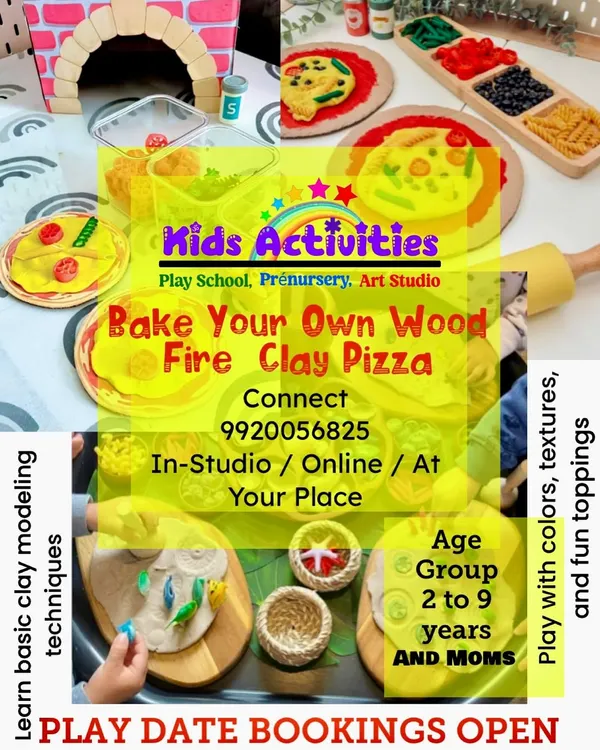 I offer a unique and fun workshop where kids and moms can create their own pretend wood-fire pizza using clay. This hands-on activity is perfect for developing basic clay modeling techniques and enjoying creative play with different colors and textures.