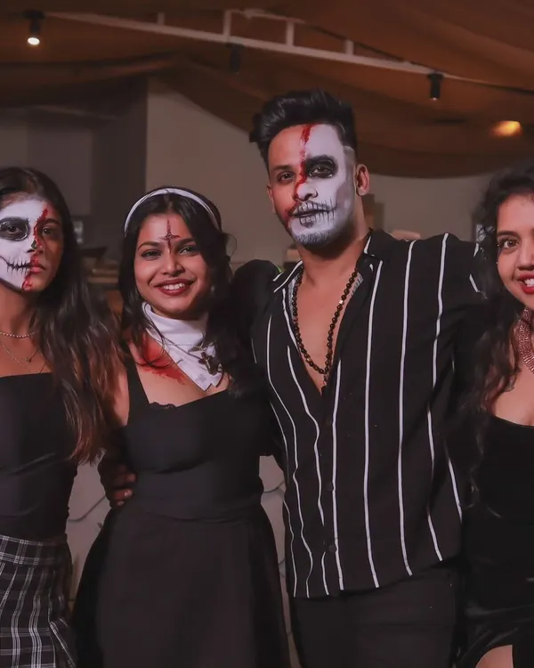 Our Halloween party brings out the best costumes and makeup. Here I am with some of our creative dancers ready for a spooky night of social dancing.