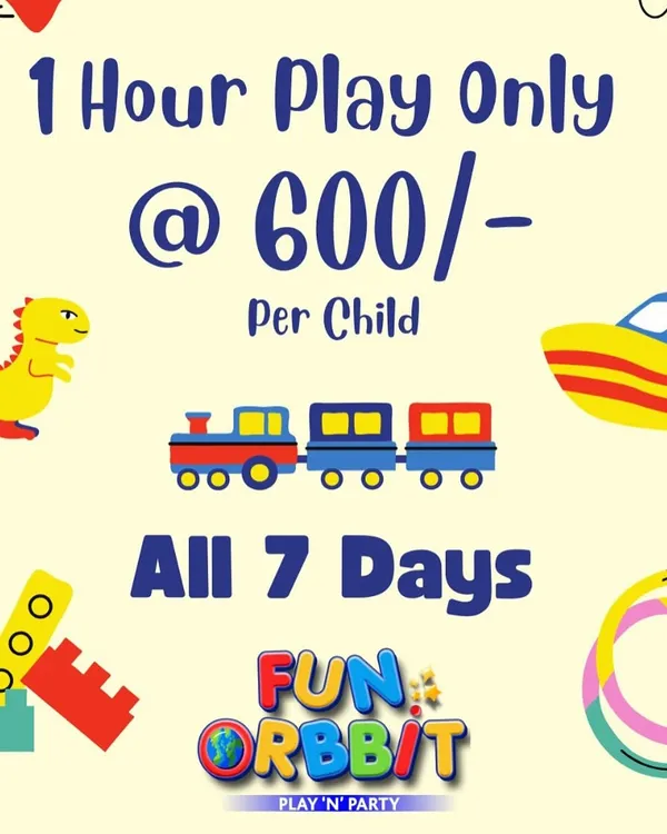 Simple, straightforward fun. This graphic details our standard walk-in play offer, available all seven days a week for spontaneous play sessions.