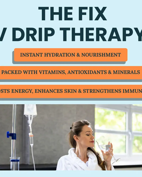**The fix for feeling drained: IV Drip Therapy.** This treatment provides instant hydration and nourishment, packed with vitamins, antioxidants, and minerals to boost energy and immunity.