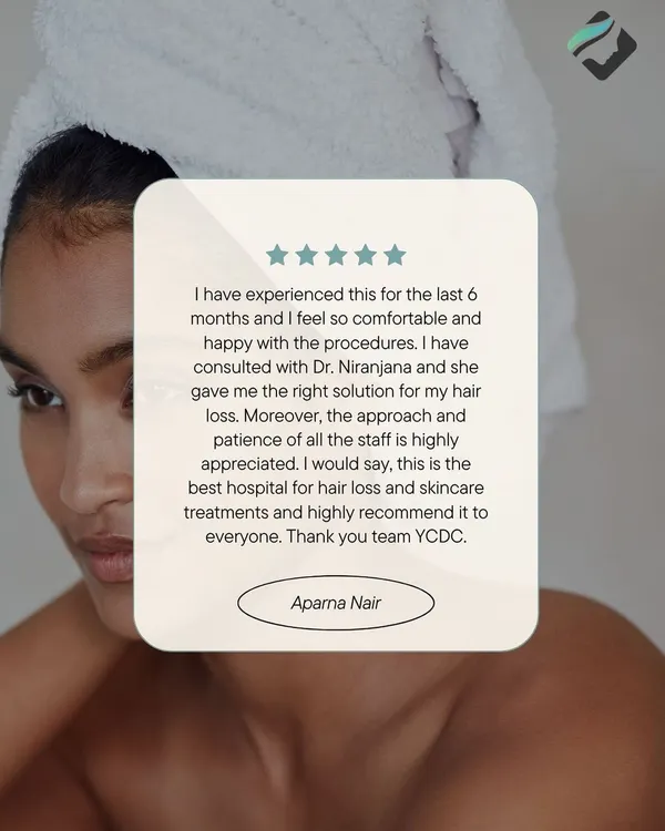 This patient highlights the comfort and happiness she felt with her hair loss procedures, appreciating the patient and professional approach of my team.