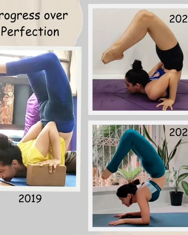 My progress in Vrischikasana (Scorpion Pose) from 2019 to 2023. Perfect is an illusion; strive for becoming a better version of yourself, one baby step at a time.