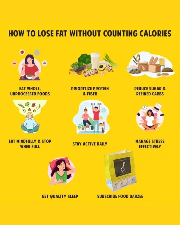 Here are a few simple tips to start your week right. From eating whole foods to managing stress, these small habits, along with our meals, can help you lose fat without counting calories.