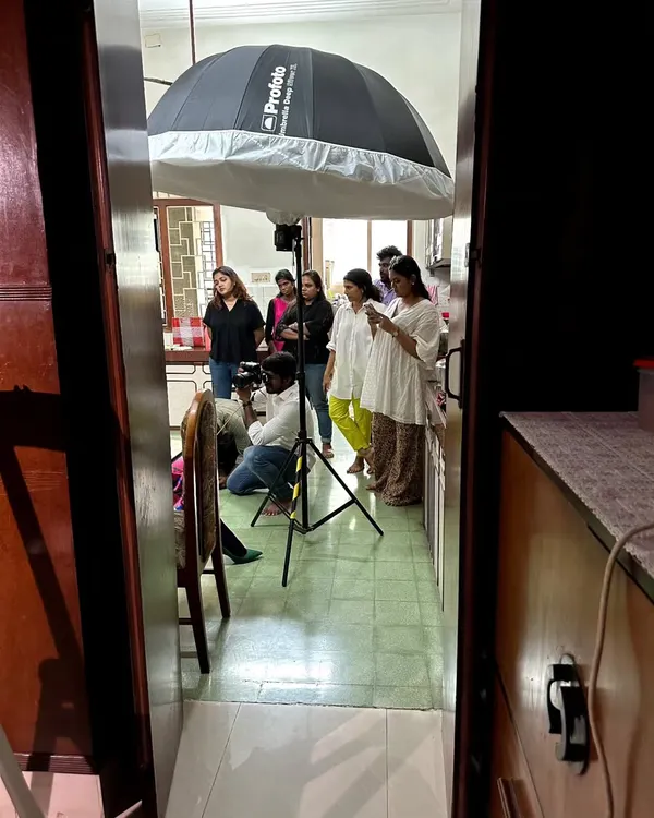 This is where the magic happens. A behind-the-scenes look at our creative shoot for Advait. It was a passion project, and you can see our amazing team working together to get the perfect shot in a makeshift kitchen studio.