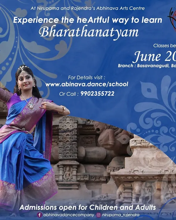 Find your rhythm with us. Admissions are open for our Bharathanatyam classes for children and adults, offering a path to physical, emotional, and spiritual well being.