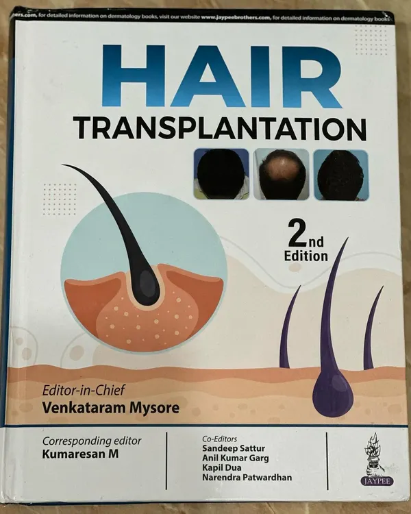 The cover of the "Hair Transplantation" 2nd Edition, a key resource in the field of trichology to which I contributed. This book covers everything from the basics of hair biology to advanced surgical techniques.