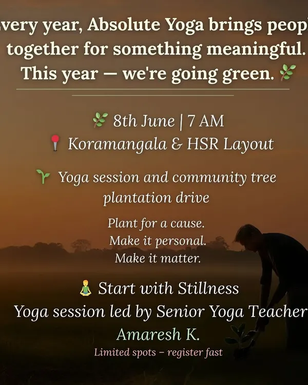 This year, our annual charity gathering is going green. We invite you to join us for a morning yoga session led by a senior teacher, followed by a community tree plantation drive. Let's move with intention and plant with purpose.
