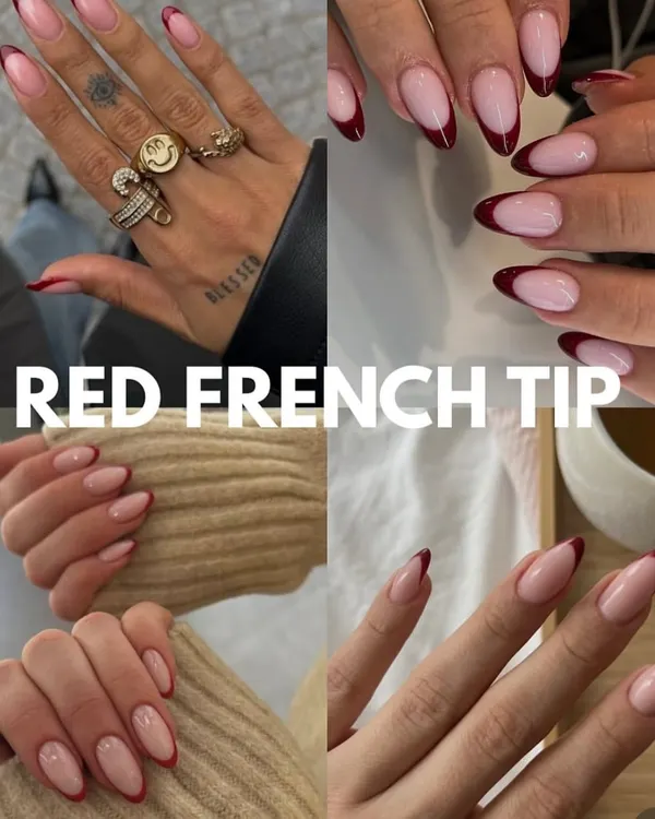 A classic with a twist. The red French tip is a bold and confident choice that's perfect for fall or any time you want to make a statement.