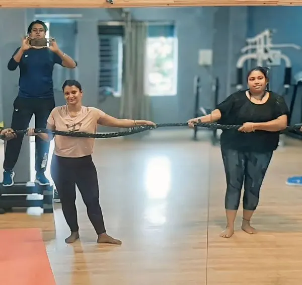 Teamwork makes the dream work! Here's my crew showing their strength during a fun battle rope exercise. Functional training like this builds full body power and is always a great time.